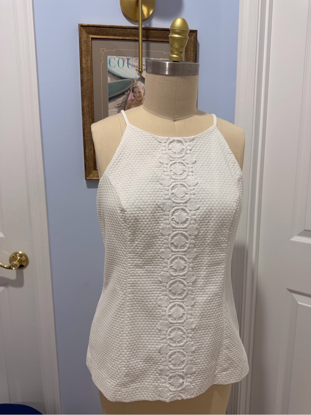 Lilly Pulitzer White Strapless Textured Halter Top